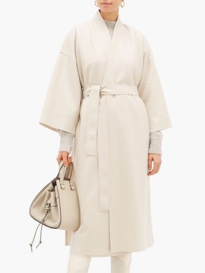 HARRIS WHARF LONDON Kimono-sleeve belted virgin-wool coat - flipped