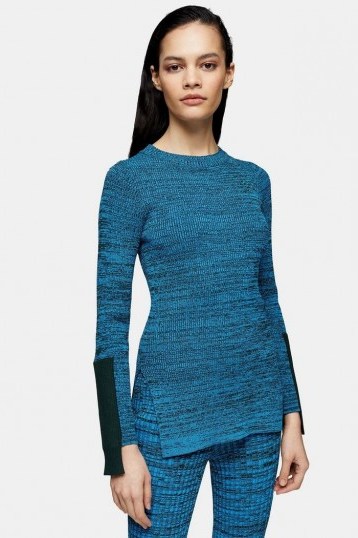 Topshop Boutique Blue Knitted Top - flipped