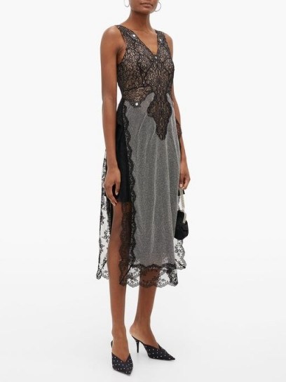 CHRISTOPHER KANE Lace and crystal-chainmail dress in black - flipped