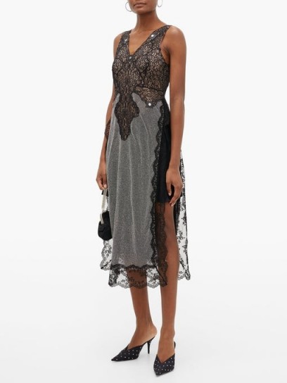CHRISTOPHER KANE Lace and crystal-chainmail dress in black