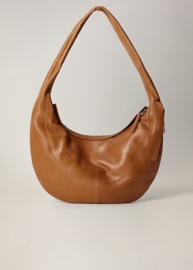 MANGO Leather hobo bag in medium brown REF. 67094765-DRACO-LM - flipped