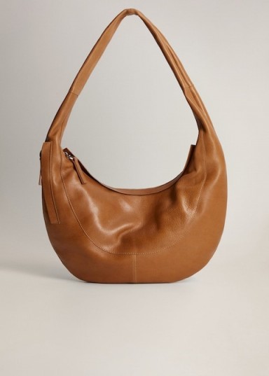 MANGO Leather hobo bag in medium brown REF. 67094765-DRACO-LM