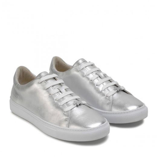 RADLEY LONDON MALTON TIPPED BACK TRAINER in SILVER / metallic leather trainers