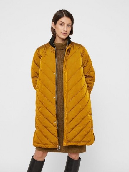 YAS LONGLINE QUILTED DOWN JACKET Yellow / Buckthorn Brown - flipped