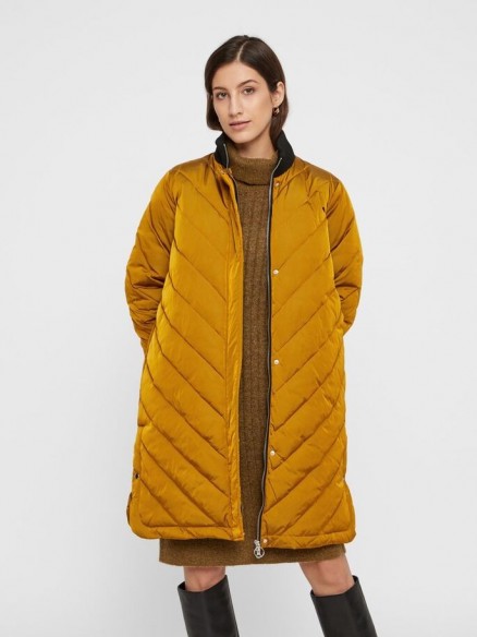 YAS LONGLINE QUILTED DOWN JACKET Yellow / Buckthorn Brown