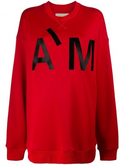 MARQUES’ALMEIDA oversized monogram print sweatshirt in red - flipped