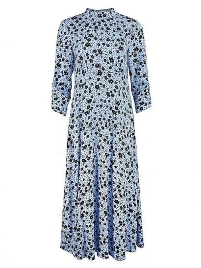 OLIVER BONAS Martha Blue Floral Print Midi Dress - flipped