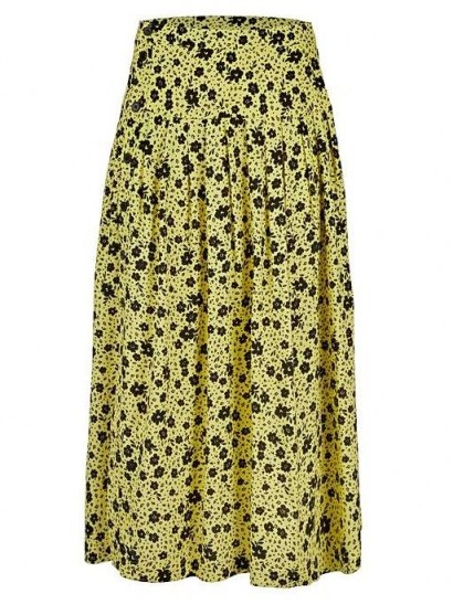 OLIVER BONAS Martha Yellow Floral Print Midi Skirt - flipped