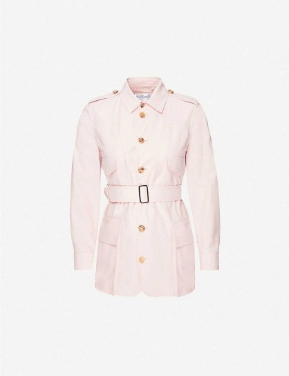 MAX MARA Epaulette-detail cotton jacket in rosa ~ military look jackets - flipped