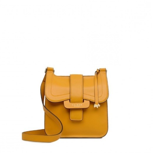 RADLEY LONDON DEVONPORT MEWS MEDIUM FLAPOVER CROSS BODY BAG in BUTTERCUP / yellow leather bags - flipped