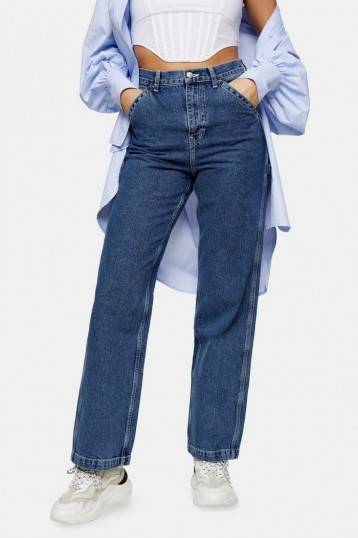 Topshop Mid Blue Carpenter Straight Jeans