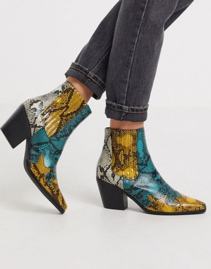 Miss Selfridge western boots in yellow snake