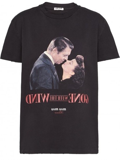 MIU MIU Kisses straight-fit T-shirt in Black / Gone With The Wind tee - flipped