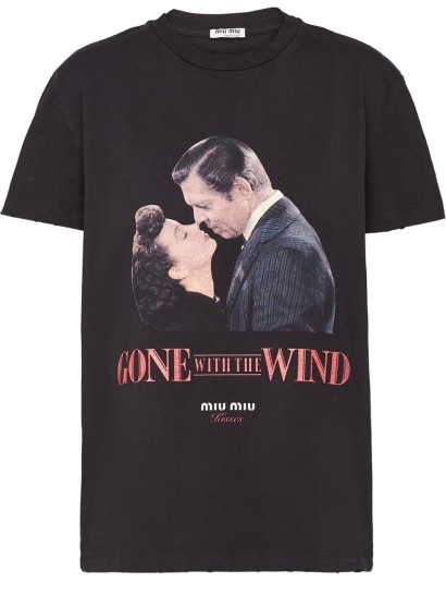 MIU MIU Kisses straight-fit T-shirt in Black / Gone With The Wind tee