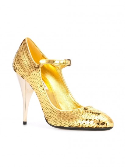 MIU MIU Gold sequin Mary Jane pumps