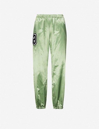 MM6 MAISON MARGIELA MM6 satin jogging bottoms in mint ~ sports luxe joggers - flipped