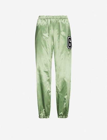 MM6 MAISON MARGIELA MM6 satin jogging bottoms in mint ~ sports luxe joggers