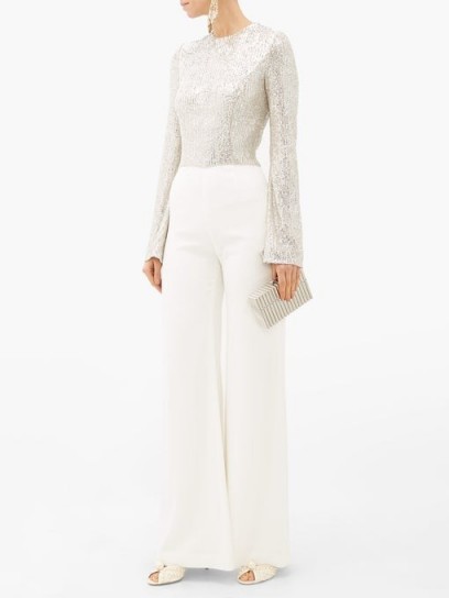 GALVAN Modern Love sequinned jumpsuit in white ~ glamorous evening jumpsuits