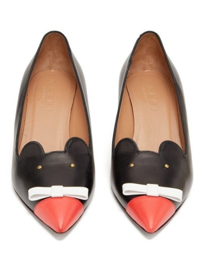MARNI Mouse leather pumps in black and red ~ cute mice face court shoes