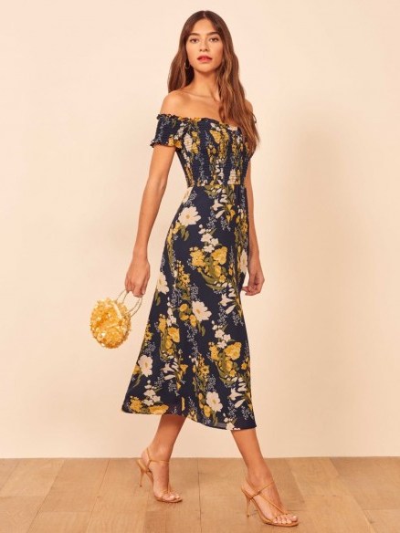 REFORMATION Murphy Dress in Graciella / off the shoulder dresses - flipped
