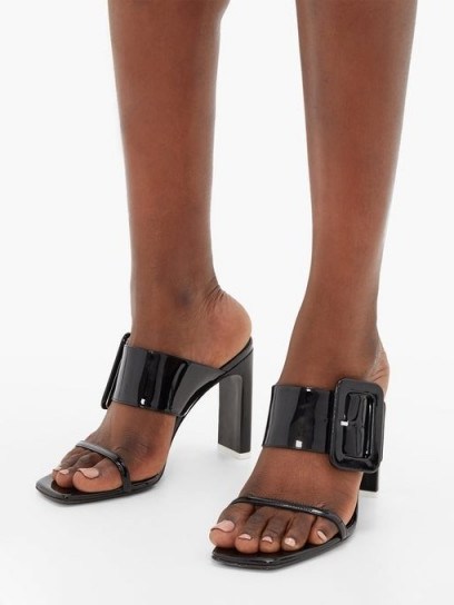 THE ATTICO Naomi buckled patent-leather sandals | large buckle mules - flipped