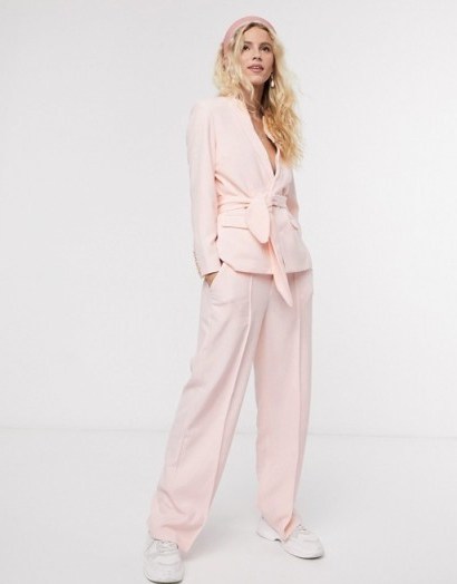 Notes Du Nord oprah tailored trousers in soft pink – suit pants - flipped