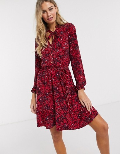 Oasis shirt dress in heart print multi red