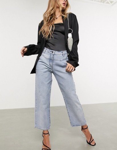 Object straight leg jeans with seam detail in blue - flipped
