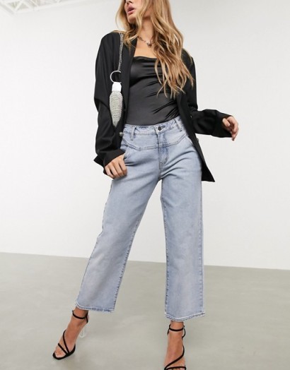 Object straight leg jeans with seam detail in blue