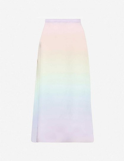 OLIVIA RUBIN Penelope rainbow silk-satin midi skirt in pastel ombre - flipped