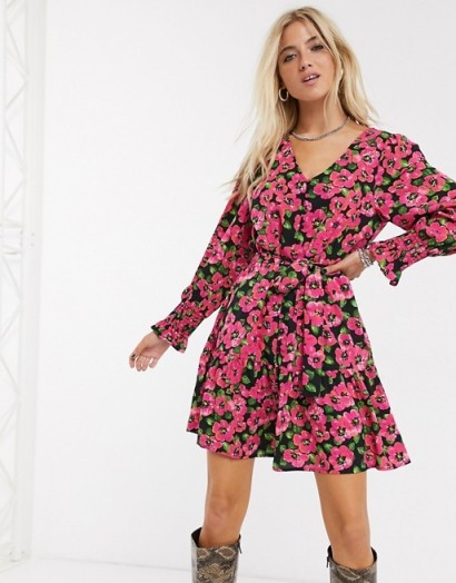 Only mini dress in bold floral print