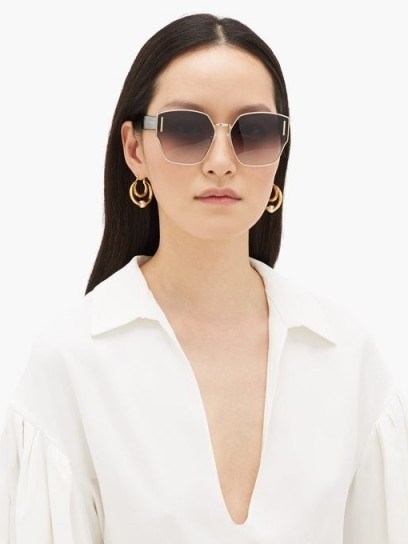 KAREN WALKER EYEWEAR Oracle oversized-butterfly metal sunglasses in gold – smoke-grey lenses - flipped