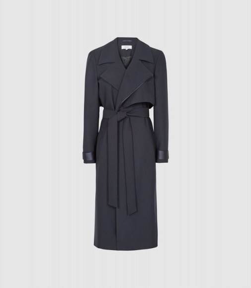 Reiss PENELOPE LONGLINE MAC NAVY | dark-blue belted coats - flipped
