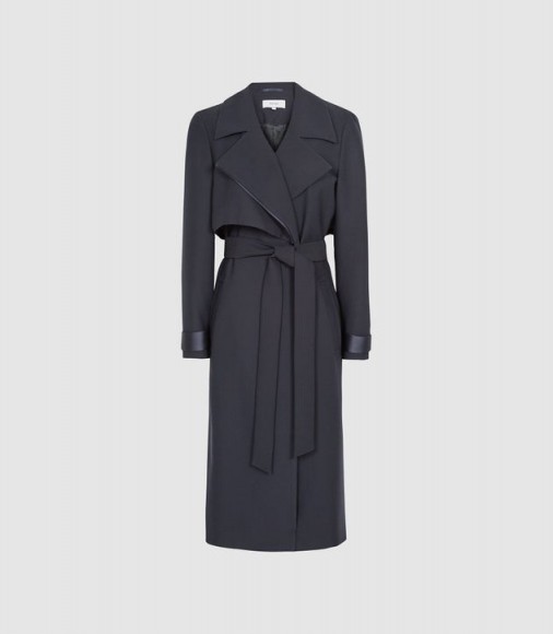 Reiss PENELOPE LONGLINE MAC NAVY | dark-blue belted coats