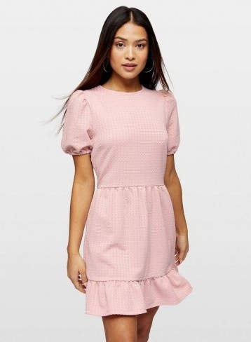 MISS SELFRIDGE PETITE Blush Textured Short Sleeve Mini Dress - flipped