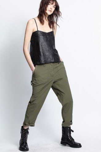 Zadig & Voltaire PIAR PANTS in Khaki – casual tapered trousers - flipped