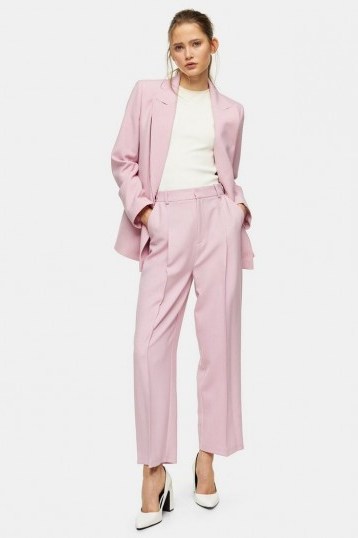 TOPSHOP Pink Marl Double Breasted Suit – trouser suits - flipped
