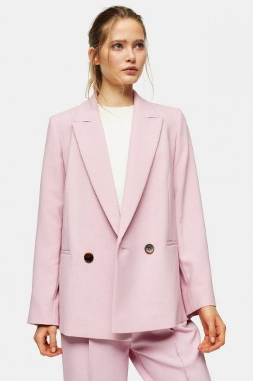 TOPSHOP Pink Marl Oversized Double Breasted Blazer - flipped