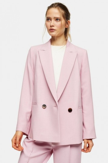 TOPSHOP Pink Marl Oversized Double Breasted Blazer