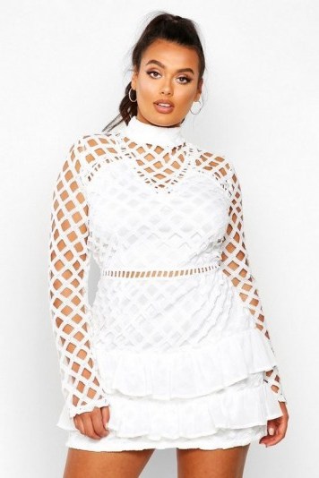Boohoo Plus Premium High Neck Statement Ruffle Dress – Curvy fashion - flipped