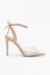 Boohoo Pointed Clear Ankle Wrap Courts Nude