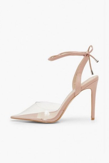 Boohoo Pointed Clear Ankle Wrap Courts Nude - flipped