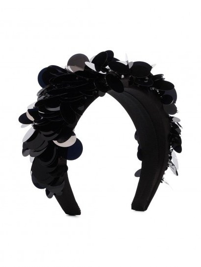 PRADA Payette black sequin headband / designer headbands - flipped