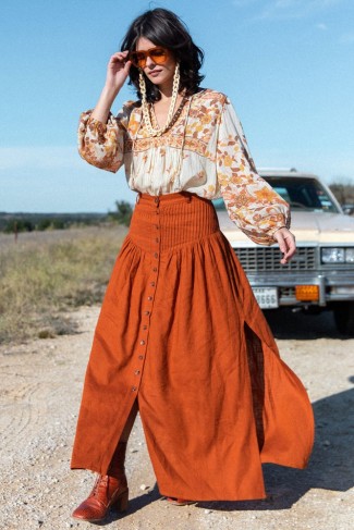 SPELL and the GYPSY COLLECTIVE RANI MAXI SKIRT in Copper