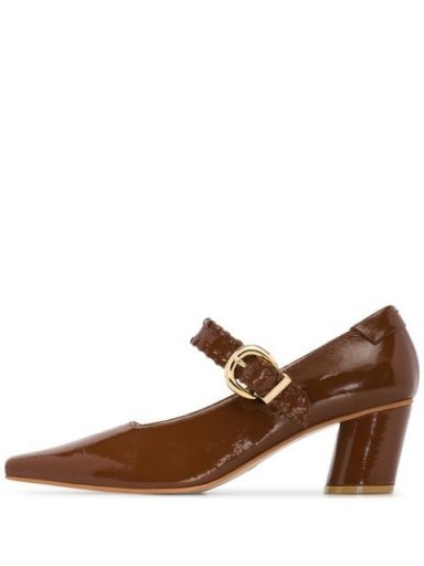 REIKE NEN Brown patent Mary Jane 60mm pumps - flipped