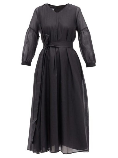 S MAX MARA Rive dress in black | sheer panel dresses - flipped