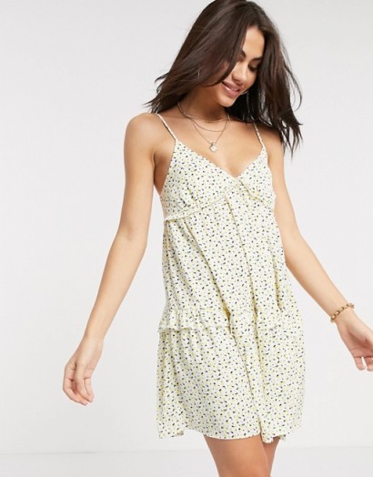 River Island ditsy floral slip dress in yellow print | tiered summer cami dresses
