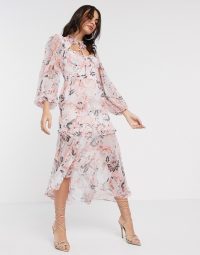 River Island paisley long sleeved dress in pink