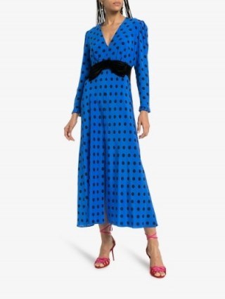 Rixo X Christian Lacroix Elodie Polka Dot Silk Midi Dress in Blue - flipped