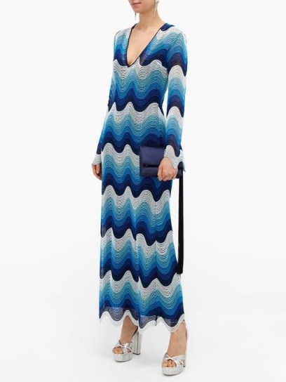 MARY KATRANTZOU Rolling in the Deep wave-crochet dress in blue - flipped